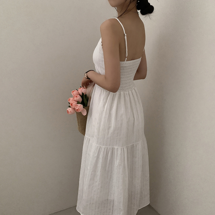 フラワーティアードロングワンピース WHITE
