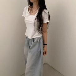 半袖Tシャツ ホルターキャミソール半袖Tシャツ(5color) IVORY