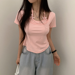 半袖Tシャツ ホルターキャミソール半袖Tシャツ(5color) PINK