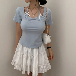 半袖Tシャツ ホルターキャミソール半袖Tシャツ(5color) AQUA
