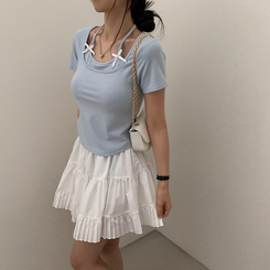 半袖Tシャツ ホルターキャミソール半袖Tシャツ(5color) AQUA