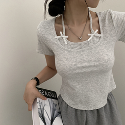 半袖Tシャツ ホルターキャミソール半袖Tシャツ(5color) GREY