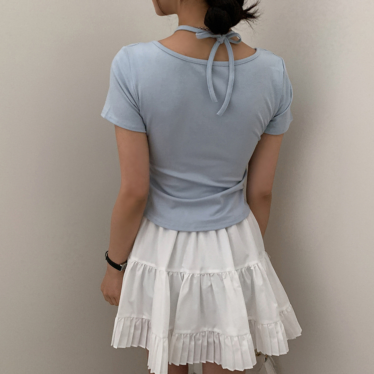 ホルターキャミソール半袖Tシャツ(5color) AQUA
