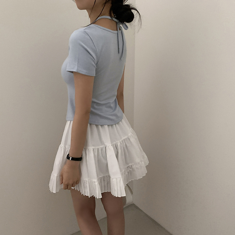 ホルターキャミソール半袖Tシャツ(5color) AQUA