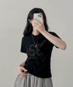 32レタリング半袖Tシャツ BLACK