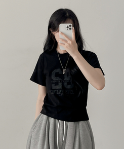 32レタリング半袖Tシャツ BLACK