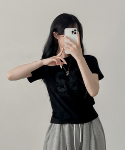 32レタリング半袖Tシャツ BLACK