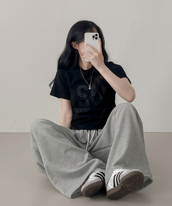 32レタリング半袖Tシャツ BLACK