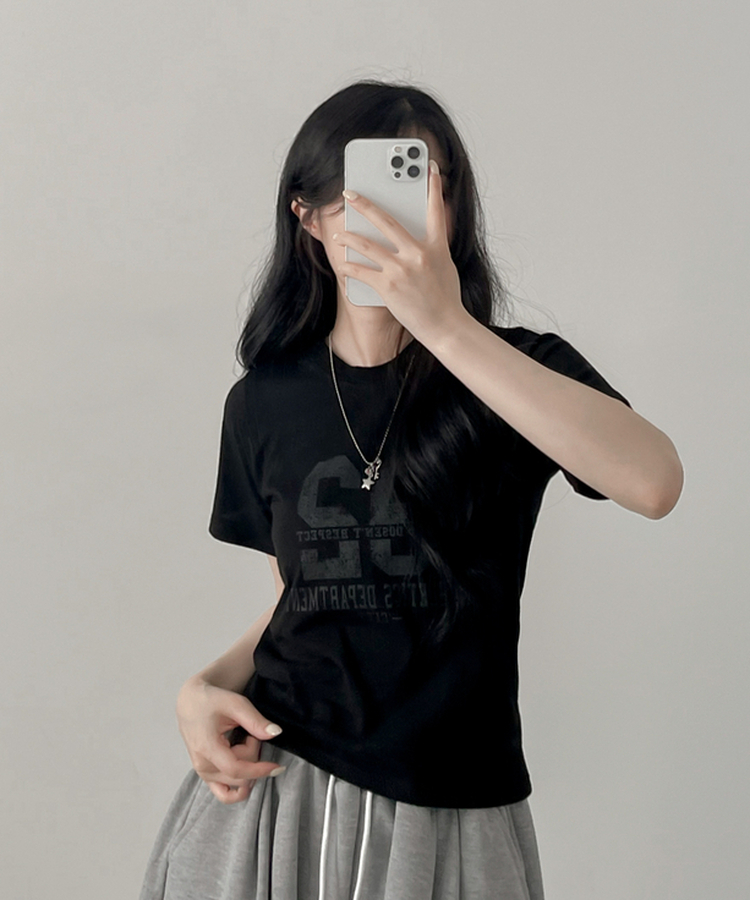 32レタリング半袖Tシャツ BLACK