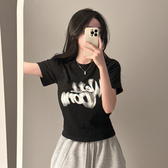 半袖Tシャツ レタリング半袖Tシャツ BLACK
