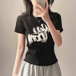 半袖Tシャツ レタリング半袖Tシャツ BLACK