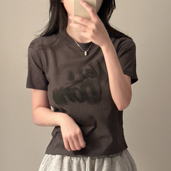 半袖Tシャツ レタリング半袖Tシャツ CHARCOAL