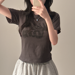 半袖Tシャツ レタリング半袖Tシャツ CHARCOAL