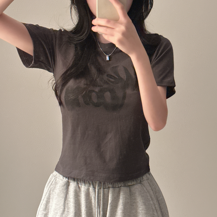 レタリング半袖Tシャツ CHARCOAL