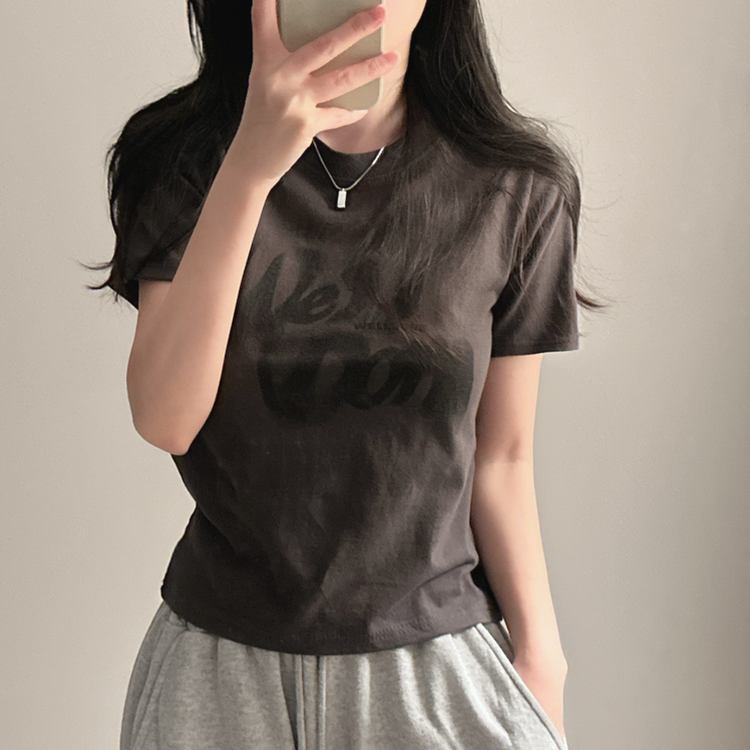 レタリング半袖Tシャツ CHARCOAL