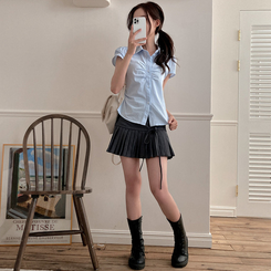 シャツ シャーリングストライプ半袖シャツ(5color) SKY BLUE