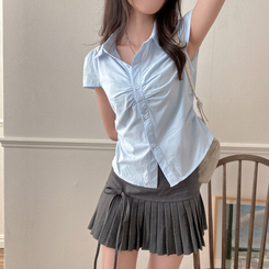 シャツ シャーリングストライプ半袖シャツ(5color) SKY BLUE