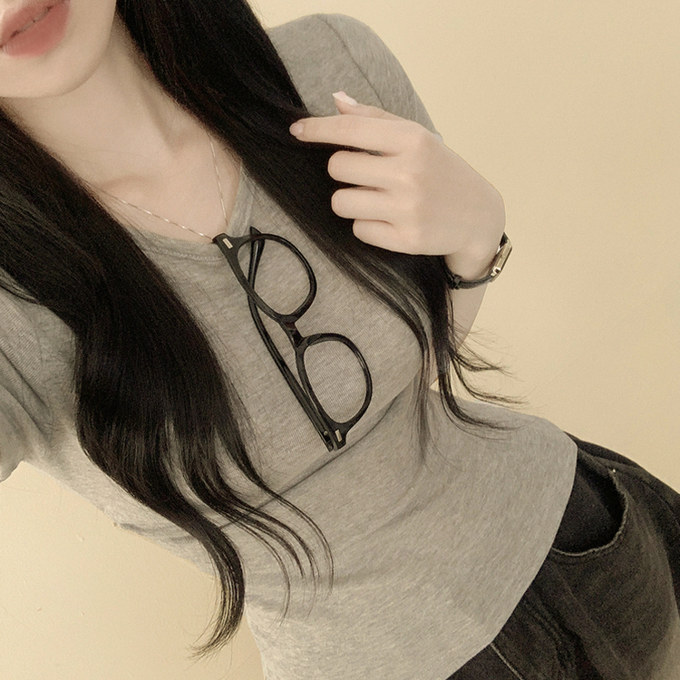 サイドシャーリングスリムフィット半袖Tシャツ MELANGE