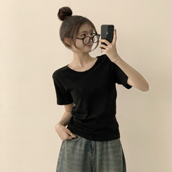 半袖Tシャツ ラウンドベーシック半袖Tシャツ(6color) BLACK
