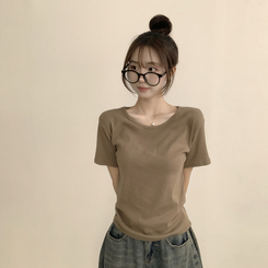 半袖Tシャツ ラウンドベーシック半袖Tシャツ(6color) KHAKI