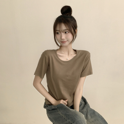 半袖Tシャツ ラウンドベーシック半袖Tシャツ(6color) KHAKI