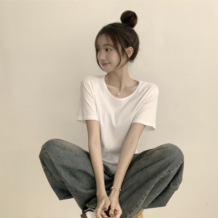 ラウンドベーシック半袖Tシャツ(6color) IVORY