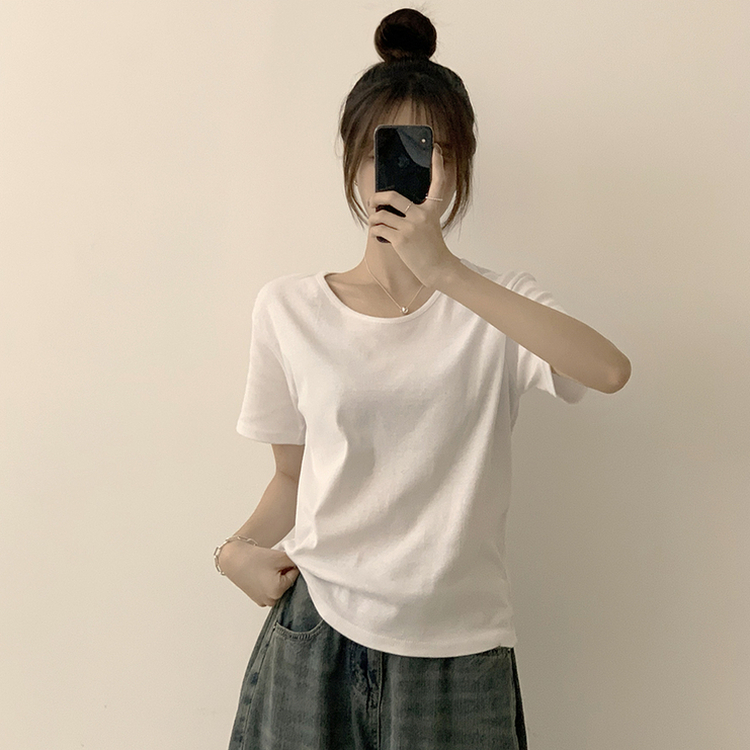 ラウンドベーシック半袖Tシャツ(6color) IVORY