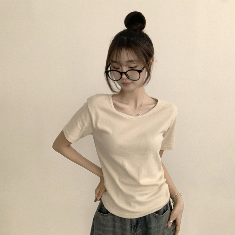 ラウンドベーシック半袖Tシャツ(6color) BEIGE