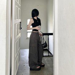 コットンパンツ 【丈別】ビンテージビッグポケットカーゴワイドパンツ CHARCOAL
