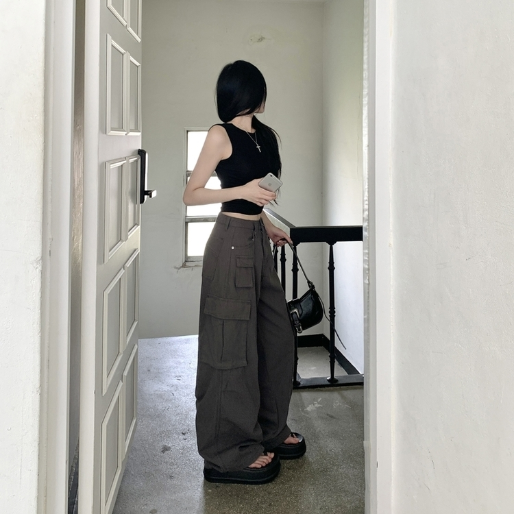 【丈別】ビンテージビッグポケットカーゴワイドパンツ CHARCOAL