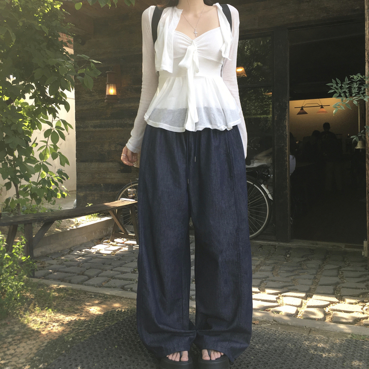 【SET】リボンフリルキャミソール シースルーカーディガン IVORY