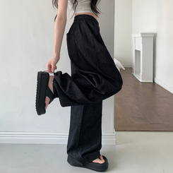 コットンパンツ 【丈別】バンディングストリングワイドジョガーパンツ BLACK DENIM