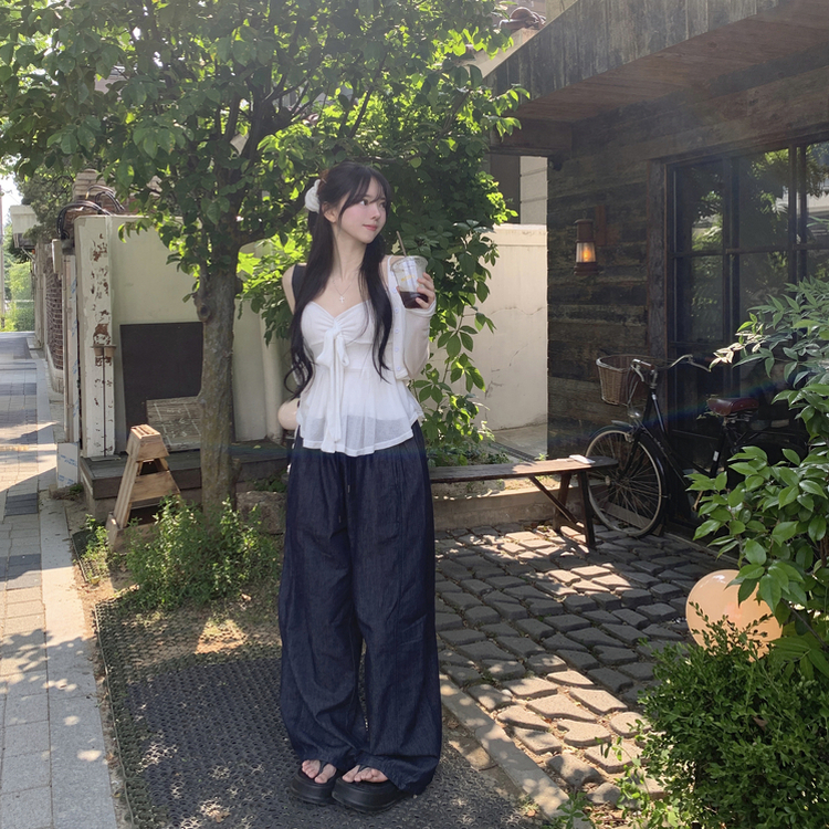 【丈別】バンディングストリングワイドジョガーパンツ DEEP DENIM