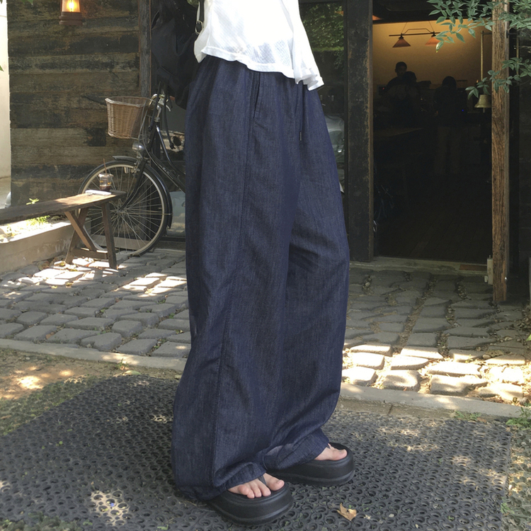 【丈別】バンディングストリングワイドジョガーパンツ DEEP DENIM