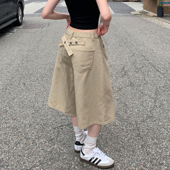 ショートパンツ 【丈別】ポイントスナップコットンワイドバミューダパンツ BEIGE