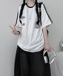 89トラックライン半袖Tシャツ WHITE