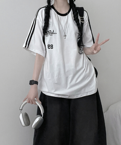 89トラックライン半袖Tシャツ WHITE