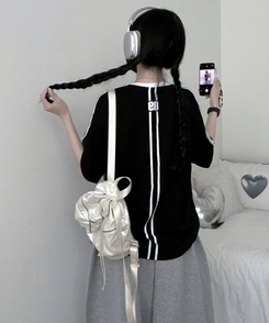 89トラックライン半袖Tシャツ BLACK