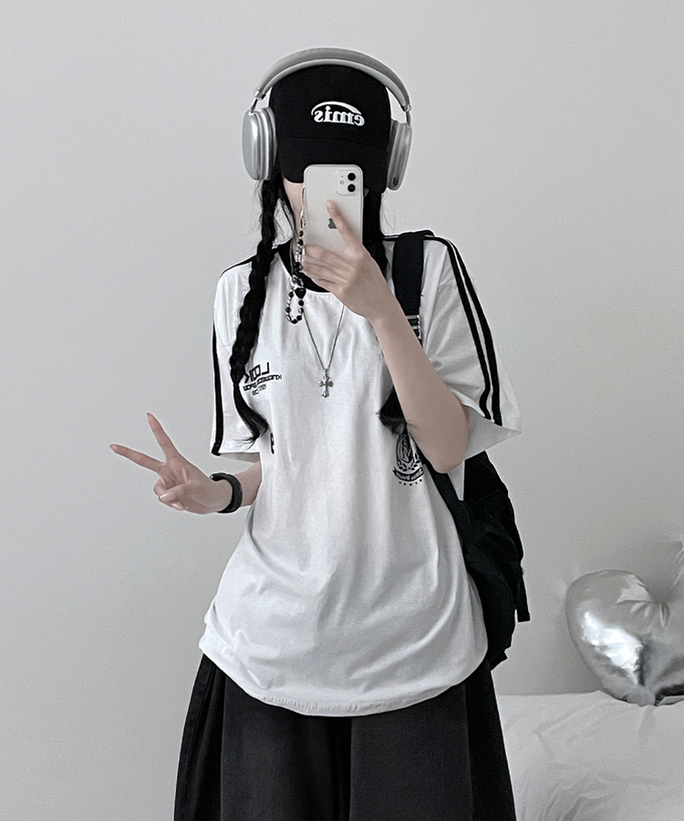 89トラックライン半袖Tシャツ WHITE