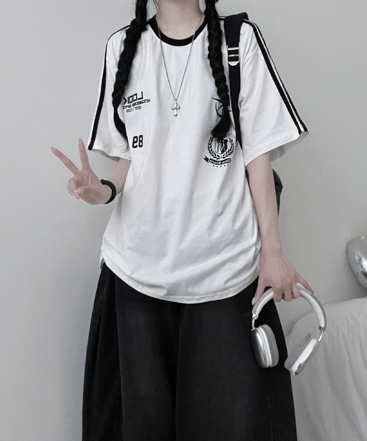 89トラックライン半袖Tシャツ WHITE