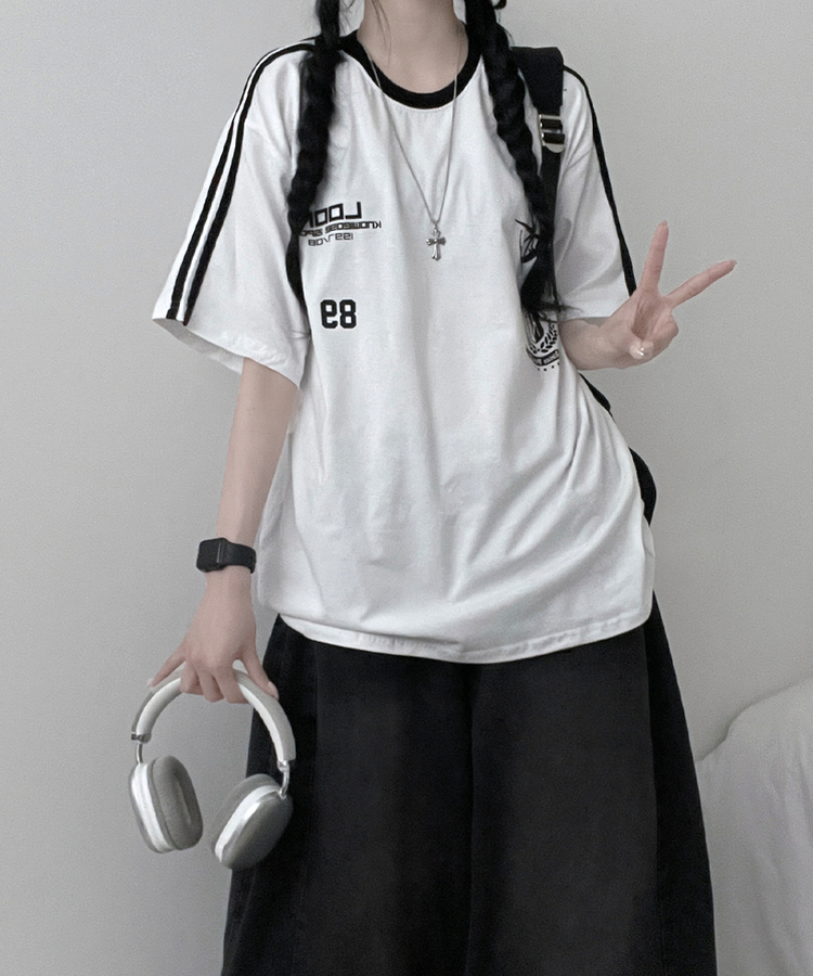 89トラックライン半袖Tシャツ WHITE