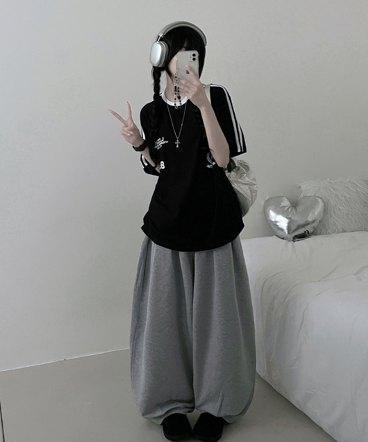 89トラックライン半袖Tシャツ BLACK