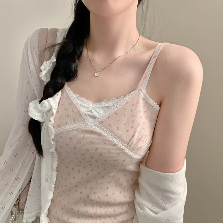 다다 펀칭 여름 긴팔 가디건 살안타템 시스루 프릴 상의 화이트