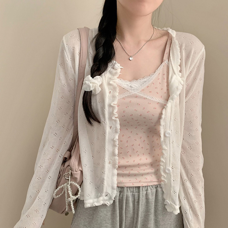 パンチングサマーカーディガンサル WHITE