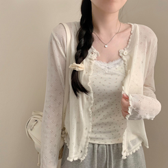 ノースリーブ フラワーレースレイヤードキャミソール CREAM