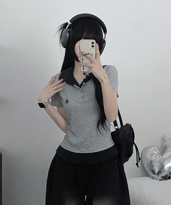 半袖Tシャツ チェックシャツレイヤード半袖Tシャツ GREY