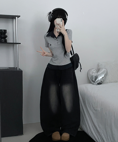 半袖Tシャツ チェックシャツレイヤード半袖Tシャツ GREY
