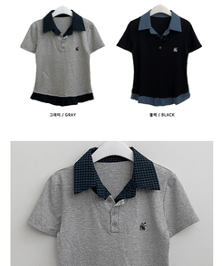 半袖Tシャツ チェックシャツレイヤード半袖Tシャツ