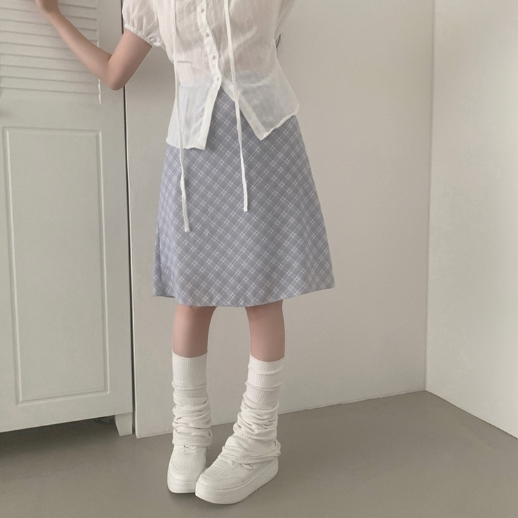 パステルシフォンフレアミディスカート SKY BLUE