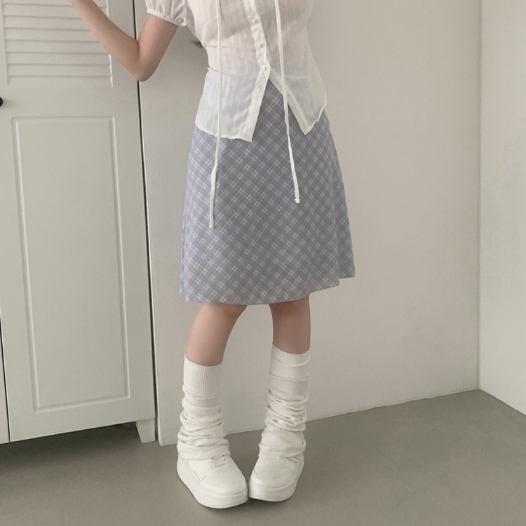 パステルシフォンフレアミディスカート SKY BLUE